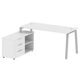 Metal System Р. ст. с тумбой на А-образном м/к БА.РС-СТС-2.4 (L) Белый/Серый металл 1700*1520*750 - Фото предпросмотра