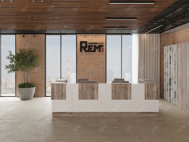 RTD094-340-MA ТАНДЕМ / TANDEM Стойка ресепшн П-образная -340 3400х700х1200 Дуб Маувелла - Вид 5