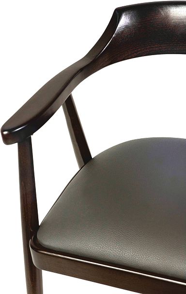 Стул деревянный с подлокотниками Боэн темный орех/коричневая экокожа - Вид 15
