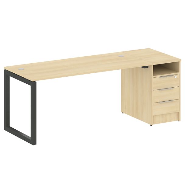 Metal System Quattro Р. ст. с тумбой на О-образном м/к 50БО.РС-СТП-1.4 Акация/Антрацит металл 2012*720*750 - Вид 1