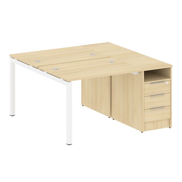 Metal System Quattro Р. ст. с тумбой на П-образном м/к 50БП.РС-СТП-2.1 Акация/Белый металл 1412*1475*750 - Вид 1