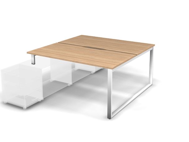 MATRIX 121В202-O Стол прямой, опора на тумбу, пров. вырез. (O-опоры) 1580х1590х775 Швейц-й вяз/Белый - Вид 1