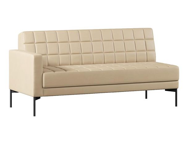 Модуль Everprof Delta с подлокотником трехместный правый Металл Черный Экокожа Бежевый - Вид 1