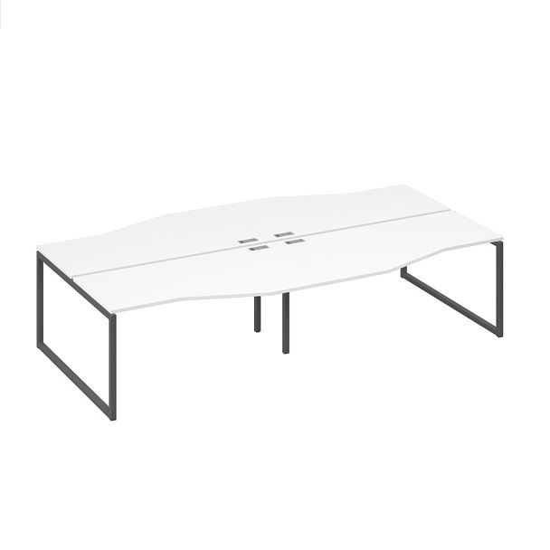 Рабочая станция (4х160) столы Техно каркас QUATTRO металл A4 А4 Б4 191-2 БП белый премиум / металлокаркас антрацит - Вид 1