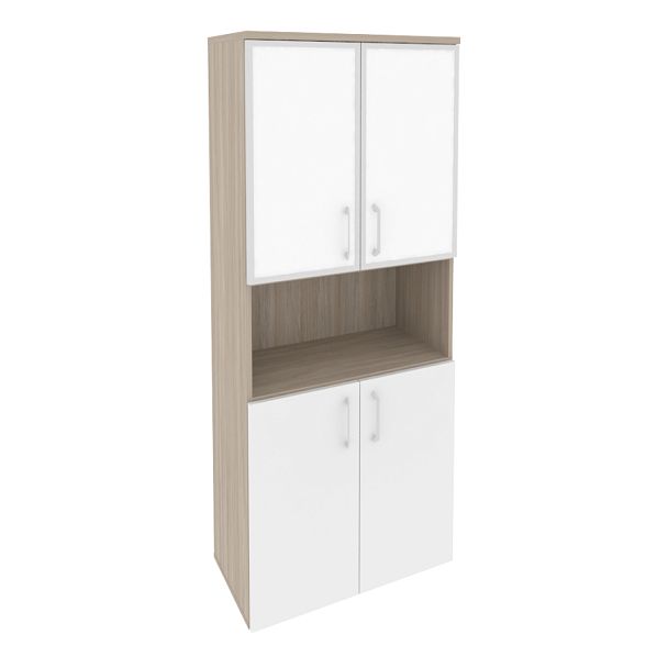 Onix Шкаф высокий широкий O.ST-1.4 R white Дуб аттик/Белый бриллиант/Стекло white 800*420*1977 - Вид 1
