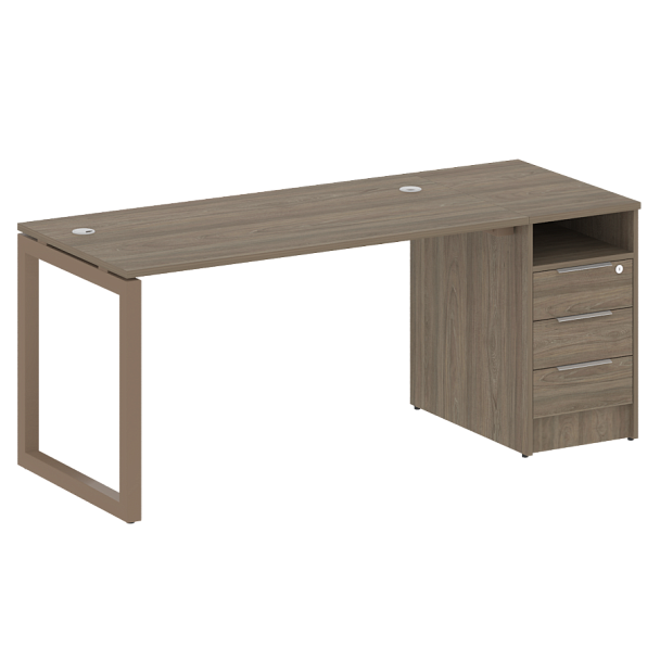 Metal System Quattro Р. ст. с тумбой на О-образном м/к 50БО.РС-СТП-1.3 Вяз/Мокко металл 1812*720*750 - Вид 1