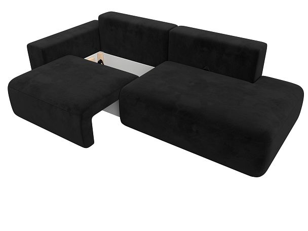 Диван прямой Лига-036 Модерн подлокотник слева Велюр черный - Вид 7