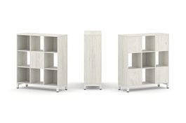 Стайл Проджект Набор стеллажа 2-х сторон., 3 яр. SN.NSD-331 Дуб Наварра/Металл Белый 1121*400*1248 - Фото предпросмотра