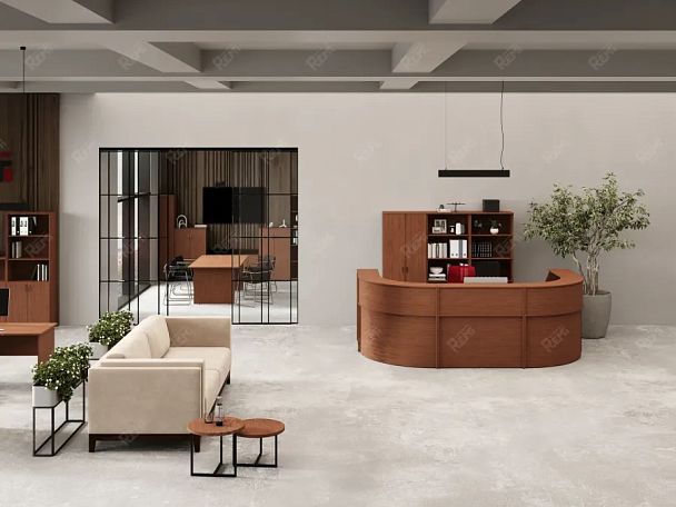 ЛАЙТ / LIGHT RLG068-9x9 Блок ресепшн с полкой 90x90x125 Орех Итальянский - Вид 4