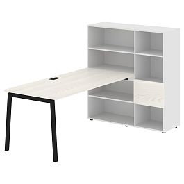 Стол-стеллаж ELRST 1217 Ясень Траун/Черный/Белый 1790х1250х1355 EDIS - Фото предпросмотра