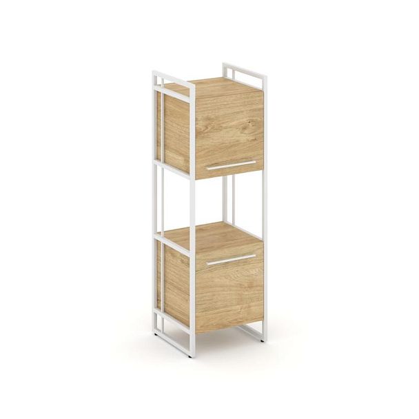 Rift Шкаф 3 ниши узкий RF.SU-33 (U) Тиквуд Светлый/Металл Белый 420*396*1286 - Вид 1