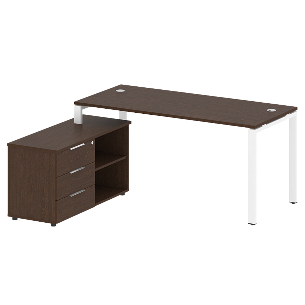 Metal System Р. ст. с тумбой на П-образном м/к БП.РС-СТС-2.4 (L) Венге/Белый металл 1700*1520*750 - Вид 1