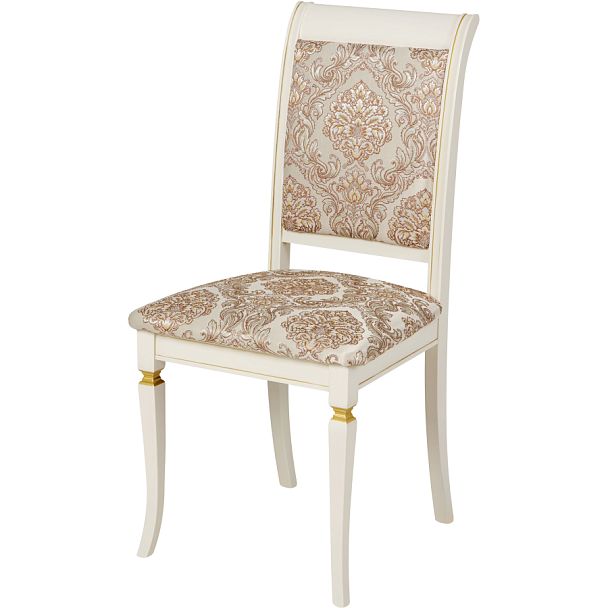 Комплект деревянных стульев с мягким сиденьем Бармс Слоновая кость золотая патина/Бежевый жаккард, 4 шт. - Вид 1