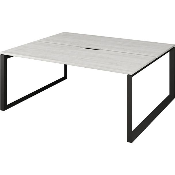 Бенч двойной на 2 рабочих места на металлокаркасе НТМП.О.Б2-200 Сосна винтер/Антрацит 2000x1496x750 Аргентум-МП - Вид 1