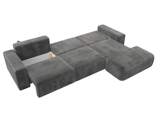 Диван угловой Лига-036 НПБ Классик Лонг правый угол Велюр серый - Вид 9