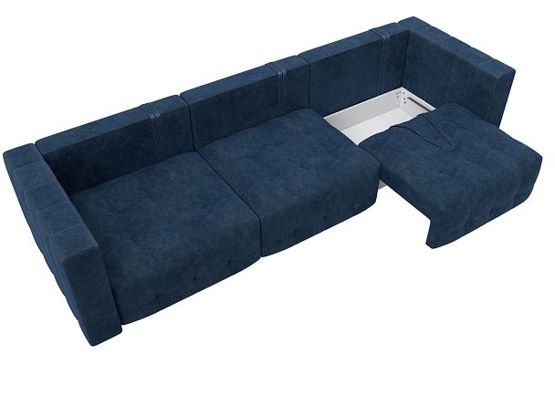 Диван прямой Лига-052 НПБ Лонг Велюр синий - Вид 7
