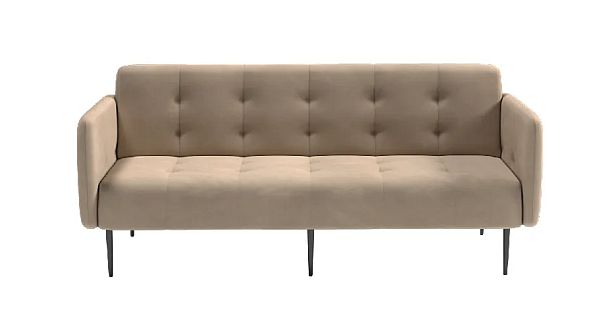 Monaco диван-кровать прямой с подлокотниками, трехместный, бархат бежевый 5 - Вид 1