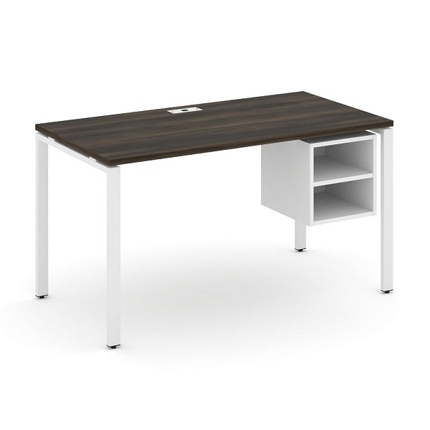 Concept Стол рабочий с подвесной тумбой с 2 открытыми нишами CN.SP-107 Дуб Мали/Белый Бриллиант/Металл Белый 1380*720*750 - Вид 1