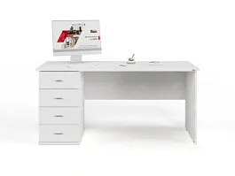 UNITY РС07-16 L БЕЛЫЙ Стол однотумбовый 1600х700х750 - Фото предпросмотра