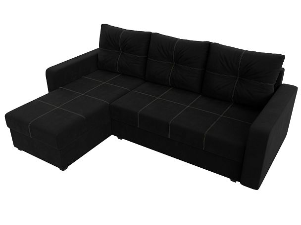 Диван угловой Ливерпуль Лайт левый угол Микровельвет черный - Вид 5