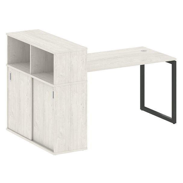 Metal System Quattro Стол письменный с шкафом-купе на О-образном м/к 40БО.РС-СШК-3.3 Т Дуб наварра/Антрацит металл 1810*1120*1098 - Вид 1