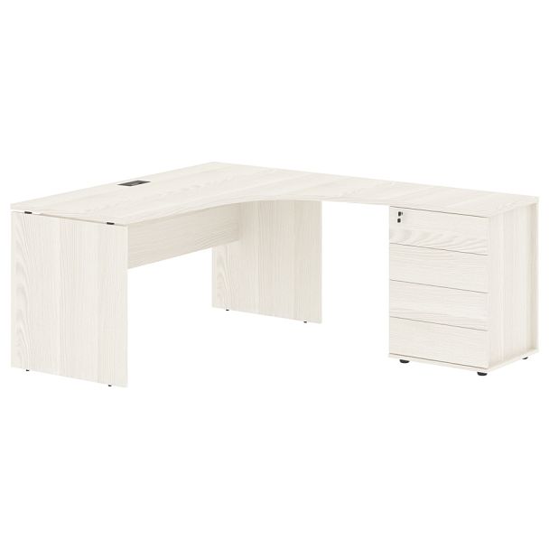 Стол эргономичный с тумбой EDCET 1518(R) Ясень Траун/Мокко 1560х1880х750 EDIS - Вид 1