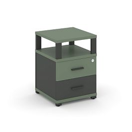 Concept Тумба приставная 2 ящ. с надставкой CN.TUP-002 W Кобо/Антрацит/Металл Антрацит 420*420*583 - Фото предпросмотра