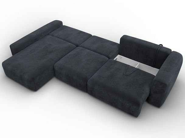 Диван угловой Лига-066 НПБ Лонг угол левый Велюр серый - Вид 10