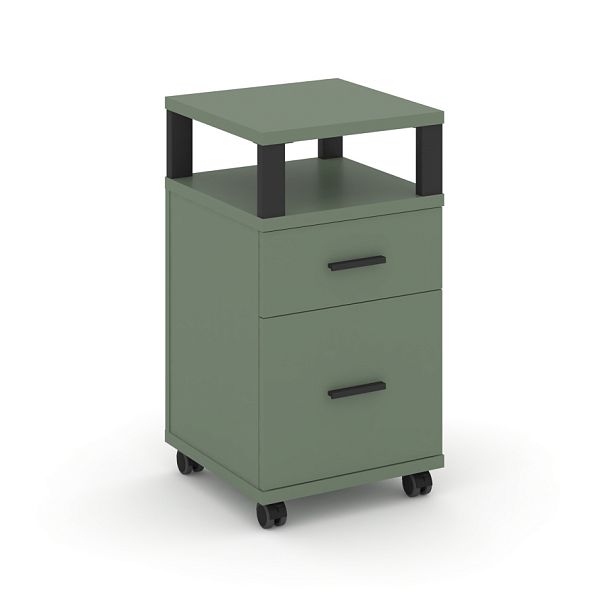 Concept Тумба мобильная 1 ящ.+1 распаш. фасад с надставкой CN.TUM-010 B Кобо/Металл Черный 420*420*782 - Вид 1