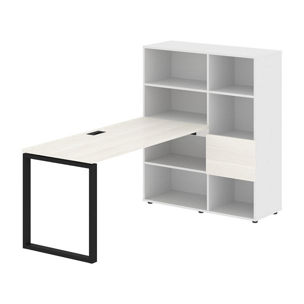 Стол-стеллаж EQRST 1115 Ясень Траун/Черный/Белый 1990х1120х1355 EDIS - Вид 1