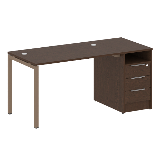 Metal System Quattro Р. ст. с тумбой на П-образном м/к 40БП.РС-СТП-1.2 Венге/Мокко металл 1612*720*750 - Вид 1