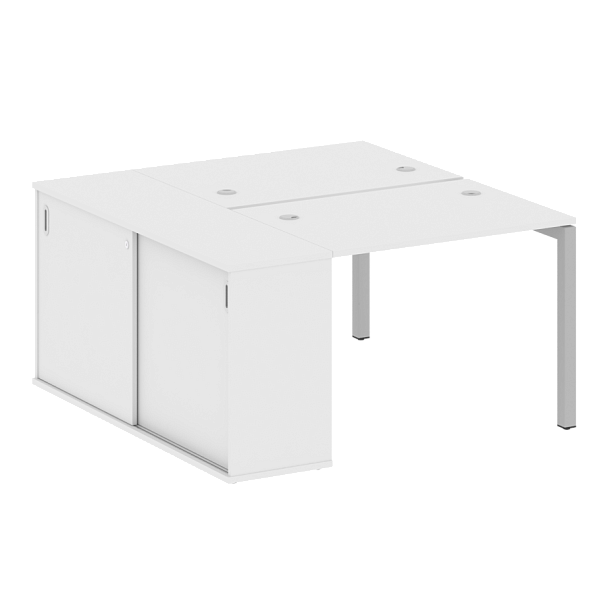 Metal System Quattro Р. ст. с шкафом-купе на П-образном м/к 50БП.РС-СШК-1.1 Т Белый/Серый металл 1410*1475*750 - Вид 1