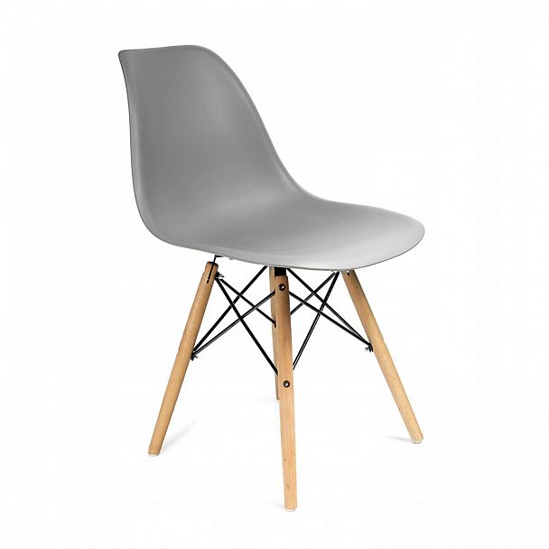Стулья BRABIX "Eames CF-010", КОМПЛЕКТ 4 шт., пластик серый, опоры дерево/металл, 532632, 2033A - Вид 3