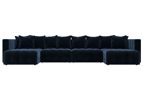 Диван П-образный Лига-052 НПБ Лонг Велюр синий - Вид 2