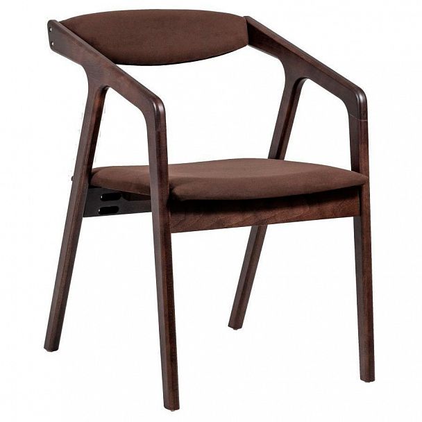 Стул деревянный для дома Fendi, коричневый велюр - Вид 2