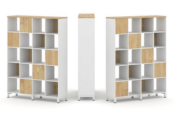 Style Project Набор стеллажа 2-х сторон., 5 яр. SN.NSD-541 Белый/Тиквуд Светлый/Металл Белый 1488*40 - Вид 1