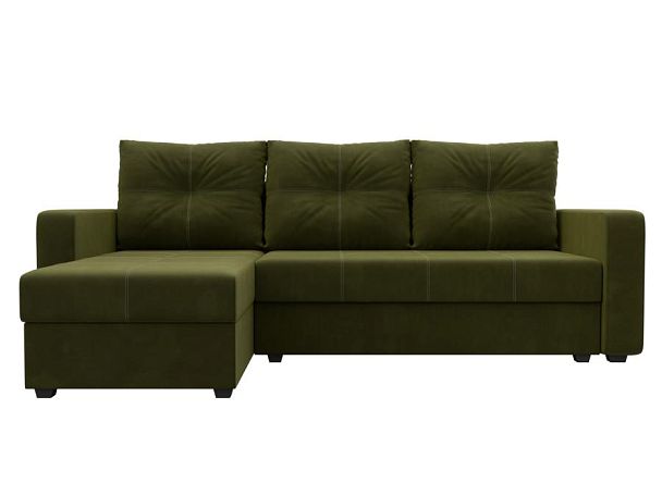 Диван угловой Ливерпуль Лайт левый угол Микровельвет зеленый - Вид 2