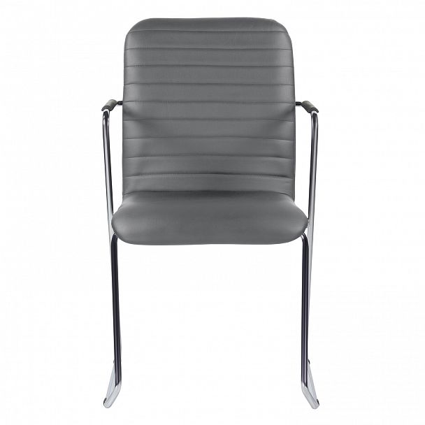 Кресло для приемных и переговорных BRABIX "Visit CF-101", хром, экокожа, темно-серое, 532561 - Вид 7