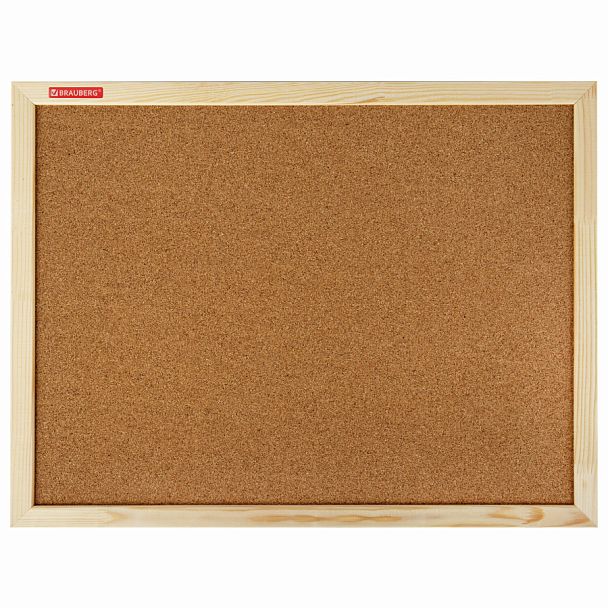 Доска пробковая для объявлений 45х60 см, деревянная рамка, BRAUBERG Wood, 238310 - Вид 1