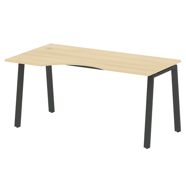 Metal System Стол криволинейный левый на А-образном м/к БА.СА-1 (L) Акация/Антрацит металл 1600*900*750 - Вид 1
