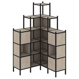 Loft Угловой внутренний стеллаж наборный VR.L-45 Дуб аттик/Чёрный металл 1278*1278*2280 - Фото предпросмотра