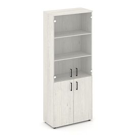 Стайл Проджект Шкаф высокий широкий SN.STS-102 Дуб Наварра/Прозрачный/Черный Ручки 796*400*1982 - Фото предпросмотра