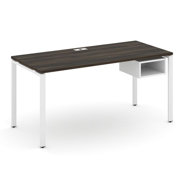 Concept Стол рабочий с подвесной тумбой с 1 открытой нишей CN.SP-104 Дуб Мали/Белый Бриллиант/Металл Белый 1580*720*750 - Вид 1