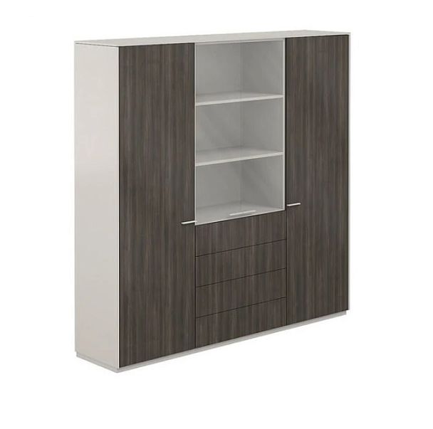 Шкаф для одежды 600 - 2шт. + Шкаф высокий 800 со стеклом мат., 4 ящ., Atlas обвязка BT, фасады GS - Вид 1