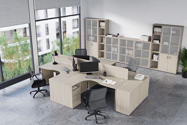 Шкаф средний со стеклом Trend 77,6x36x122,8 тёмный дуб - Вид 2