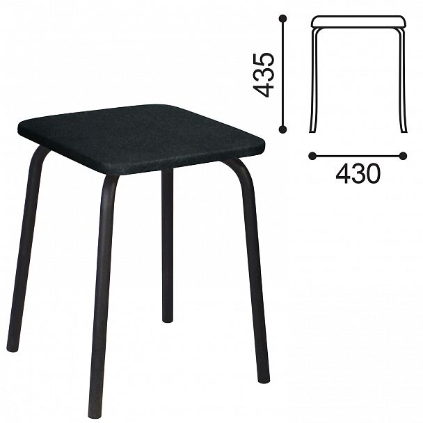 Табурет РС01-03, черный каркас, черный кожзам, РС.01/03-201-01 - Вид 2