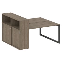 Metal System Quattro Р. ст. с шкафом-купе на О-образном м/к 50БО.РС-СШК-2.3 Т Вяз/Антрацит металл 1810*1475*1098 - Фото предпросмотра