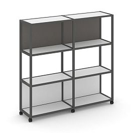 Shelf Mobile Стеллаж 4 уровня 2 секции VR.LT-STK-415.12 Белый Бриллиант/Металл Антрацит/W-26 2370*400*1523 - Фото предпросмотра
