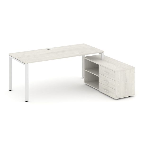 Стайл Проджект Директ / Style Project Direct Стол письменный с греденцией правой SN-6P.SRG-013.M(R) Дуб Наварра/Металл Белый 1580*1480*750 - Вид 1
