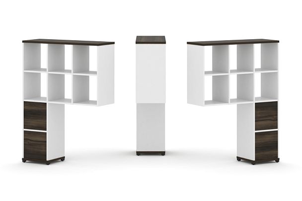 Concept Надставка высокая CN.DNV-008 Дуб Мали/Белый Бриллиант/Металл Черный 1099*350*1486 - Вид 1